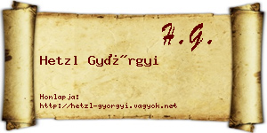 Hetzl Györgyi névjegykártya