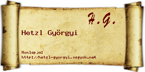 Hetzl Györgyi névjegykártya